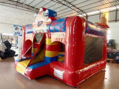 China 1000D Buiten Bounce House Rijswiel Tickets Opblaasbare Bouncer Castle Met Slide Combo Te koop