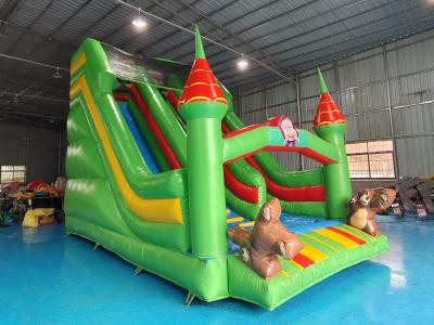 China Commercial Grade PVC Inflatable Dry Slide With Pillar Colorful Inflatable Double Slides For Kids for sale