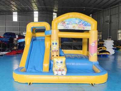 China Commercial Fireproof Inflatable Combo SpongeBob SquarePants Bounce House With Slides Inflatable Water Jumping House for sale