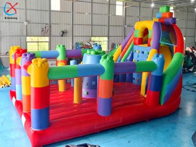 China Customized LEGO Block Splicing Inflatable Bouncy House With Slide Combo For Kids for sale