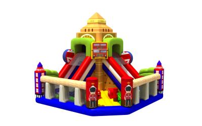 Chine Château gonflable de Bunce de glissière sèche élevée de double d'amusement avec le style matériel de PVC Angleterre à vendre