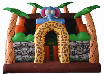 Κίνα Φουσκωτό Safari Park Bouncy Slide / PVC Φουσκωτό Elephant Bouncer Πολύχρωμο προς πώληση