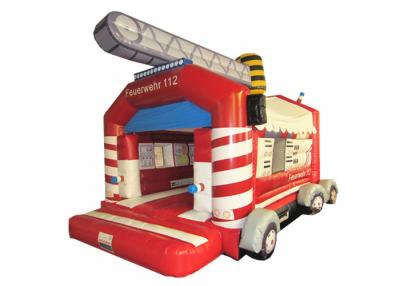 China Commercial Outdoor Wide Inflatable Jump House / Fire Truck Bouncer Colourful Inflatable Fire Engine Jumping for sale