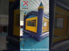 1000d Inflatable Jump House Blue Square Castle Bouncer For Amusement Park