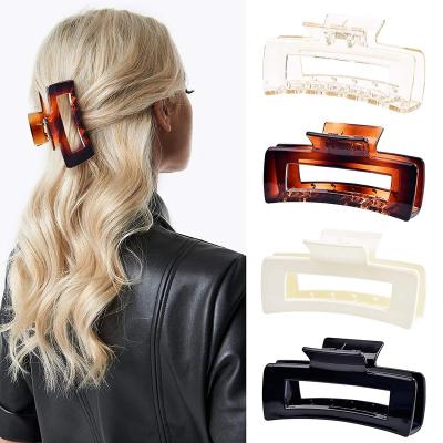 China BEATY Trendy Claw Clips Simple Stylish Plastic Matte Rectangular Oversized Hair Claws For Women for sale