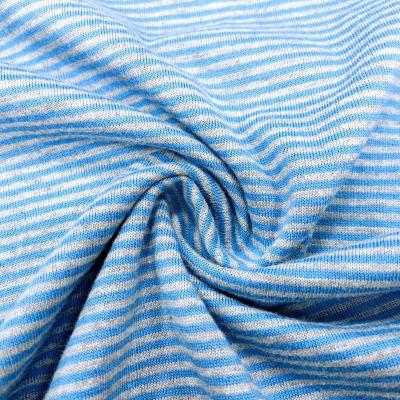 China Low Price Factory Customized Look Linen Stripe Cotton TC Roving Yarn Flame Retardant Poly Dyed Jersey Fabric For Garment for sale