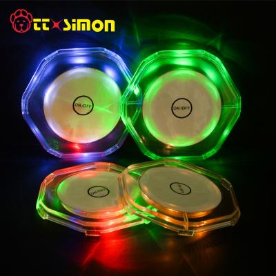 China Plastic Led Beer Bottle Coaster Customized White Led Lighting Cup Coaster Led Coaster for sale