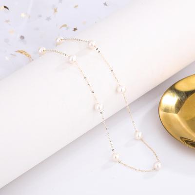 China CLASSIC Au750 Gold Pearl Necklace 18k Gold Necklace Natural Freshwater Woman for sale