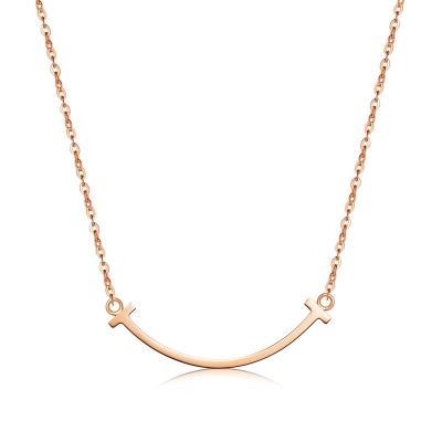 China CLASSIC Rose Gold Smiley Face Pendant 18K Gold Necklace Women for sale