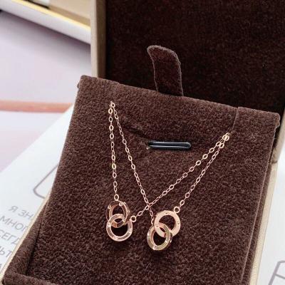 China 2021 Hot Sale CLASSIC Double Ring Pendant 18K Gold Jewelry Necklace Women for sale