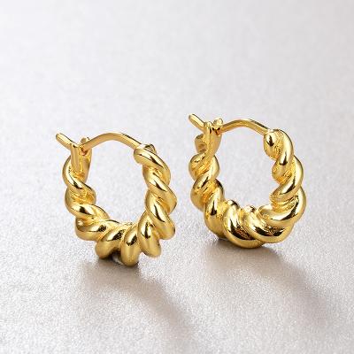 China CLASSIC Gold Plated Spiral S925 Sterling Silver Earrings For Women Personality Temperament 18k Earrings for sale