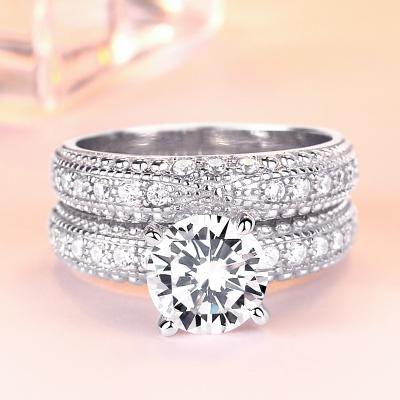 China Solid Silver Wedding Rings Diamond Gold Plated Women Engagement New Design Romantic 925 Jewelry Ring Lab for sale