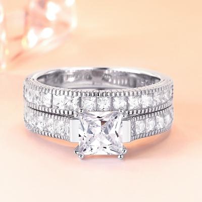 China Sterling Silver 925 Romantic Engagement Ring 4A Grade Cubic Zircon Rings For Women for sale