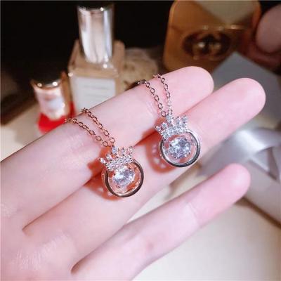 China CLASSIC Crown Smart Diamond Beating Necklace S925 Sterling Silver Jewelry Woman Necklace for sale