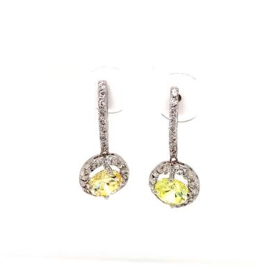 China Factory Price Wholesale CLASSIC Crystal Stone Ladies Round Earrings Hot Sale Yellow for sale