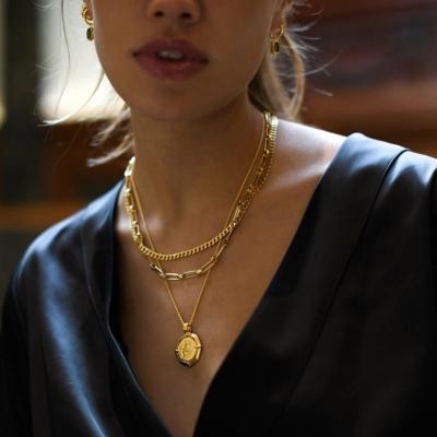 China New Product Romantic Border Accessories Female Simple Stacking Splicing Chain Jewelry 18k Gold Plated Necklac for sale