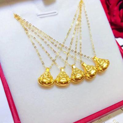 China Wholesale 3d Gold 999 Gold Romantic Authentic Hard Pure Gold Small Buddha 18K Gold Necklace Wife Pendant Gift for sale