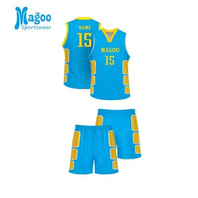 China Custom Bulk Men's Mesh Sublimation Basketball Uniform Antibacterial Latest European Sizes,Basketball Shirt,Basketball Shorts for sale