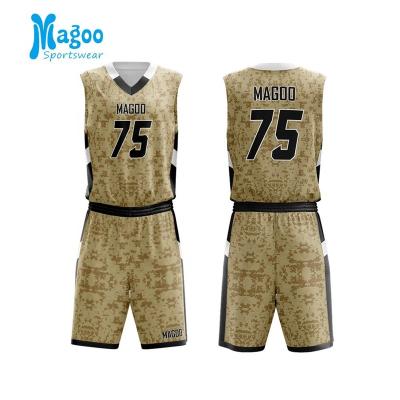 China Wholesale High Quality Custom Antibacterial Grass Camouflage Basketball Uniforms for sale