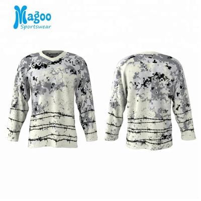 China Shirts & New Arrival Good Quality Factory V Neck Camouflage Ice Hockey Jersey Tops For USA for sale