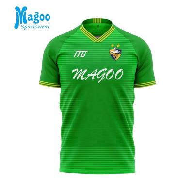 China Quick Dry & Breathable Wholesale Dry Fit V Neck Green Color Player Football Jersey Soccer Uniforms for sale