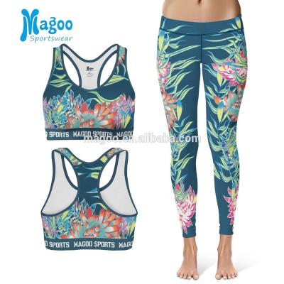 China Wholesale Active Yoga Pants OEM Wear Yoga Pants Fitness Antibacterial Clothing And Sports Bra Women High Print Yoga Set for sale