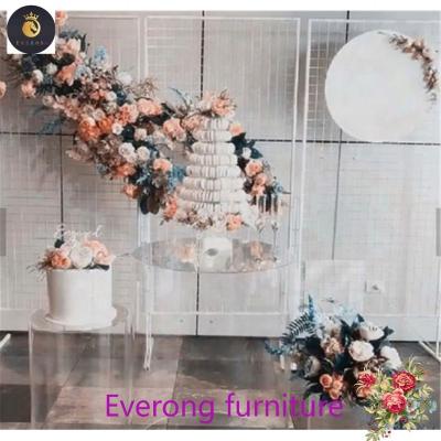 China Wedding Party shop hotel Wholesale Latest Square Clear Acrylic Wedding Cylindrical Dessert Table For Birthday Christmas Party Event Wedding for sale