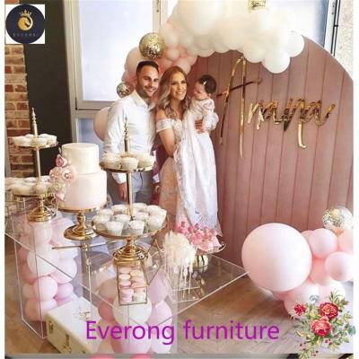 China Wedding Party shop hotel new luxury custom pink round velvet wedding party stage decoration background wall for sale