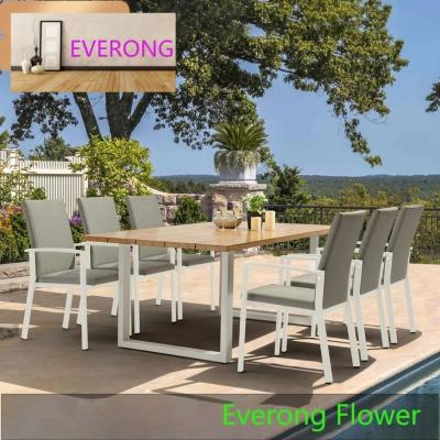 China Modern EV Luxury Recycling Eco-friendly Furniture Outdoor Furniture Patio Garden Dining Set Solid Wood Dining Table for sale