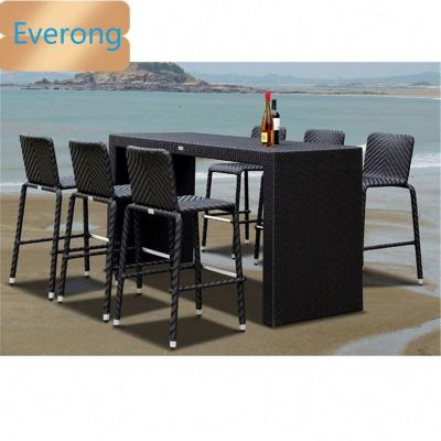 China Modern Outdoor rattan all weather useful bar table and chairs for sale