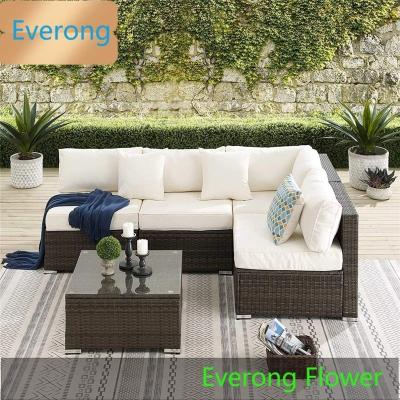 China Contemporary Hot on ev Modern luxury PE rattan brown outdoor patio garden sofa set furniture for sale