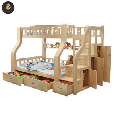 China Foldable Customized Kid Furniture Castle 2 Children Cheap Bunk Bed For Stair Storage Study Table With Slide for sale