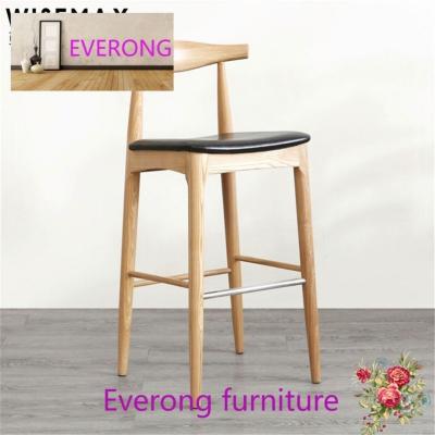 China Modern Restaurant bar furniture wooden kitchen high bar chair hans wegner elbow bar stool upholstered for sale