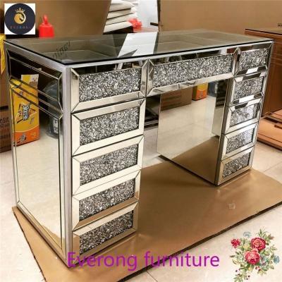 China Adjustable (height) European USA mirror furniture mirrored dresser vanity table  bedroom furniture with 13 drawers for sale