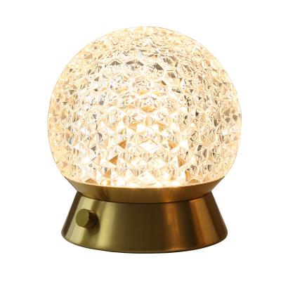 China Modern Wireless Crystal Desk Lamp Dimmable Touch LED Dining Room Bedside Night Light Desk Lamp with Rechargeable Battery for sale