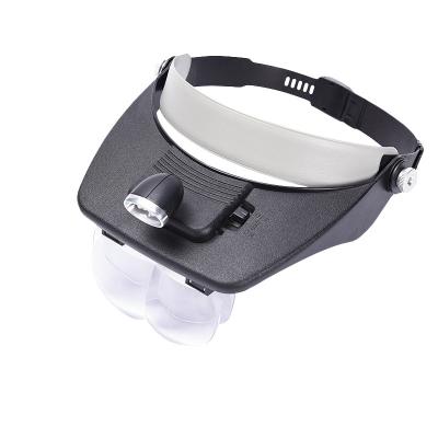 China Plastic Head Mounted Magnifier LED Light With Four Magnification Lenses Reading High Magnification Magnifier 81001-A for sale