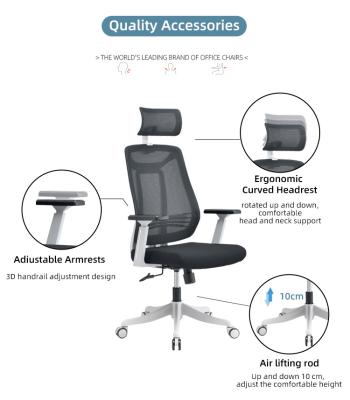 China Computer Chair (Height) PU Leather Ergonomic Office Chair Swivel Metal Base Executive Adjustable Material Chair With Wheels for sale