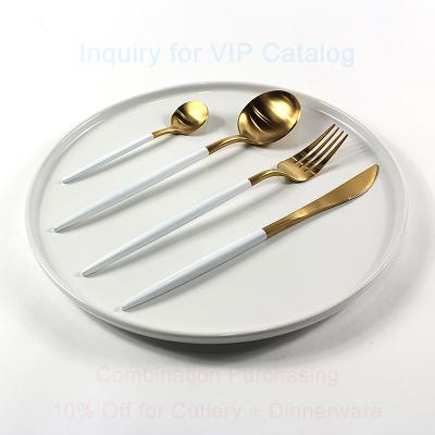 China Customizable Gold Viable Premium Cutlery Restaurant Color Handle Flatware Set Customizable To Wedding Paint White And Gold Cutlery for sale