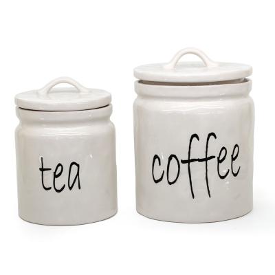 China Sustainable Ceramic Ware White Coffee Tea Sugar Storage Jar for sale