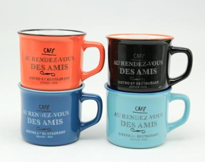 China Sustainable Colorful Ceramic Coffee Mug Porcelain Mug Sets Silk Screen Small Tea Cup for sale