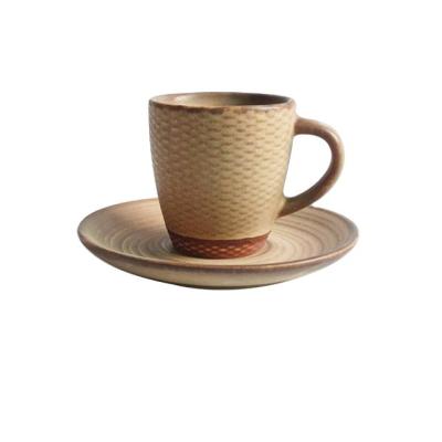 China 2022 Viable Ceramic Tribal Style Coffee Saucer Stoneware Milk Cups Wholesale for sale