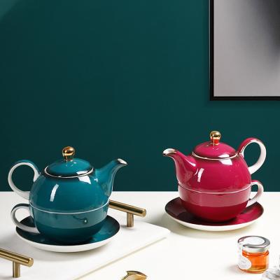 China New Viable Coffee Cup Kettle English Bone China Set Restaurant Afternoon Tea Cup Saucer Mother Kettle Western Tea Set for sale