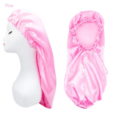 China TB240 Long Hood for African Braid Women Elastic Band Night Sleep Covers Satin Solid Long Hoods Silky Hair Hoods for sale