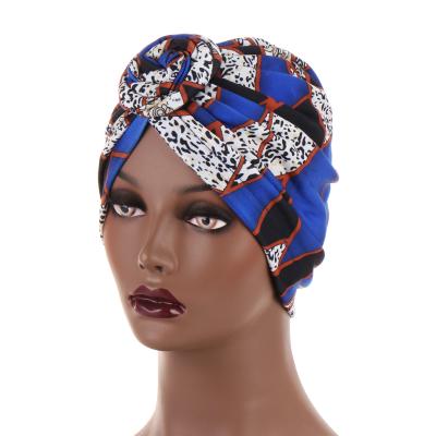 China TB-383 Polyester Fashion Basing Beanie Printing Element Snail Head Wrap African Muslim Women Turban Hat for sale