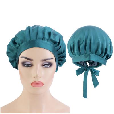 China Image TB-366 Amazon Image Silky Home Shower Cap Satin Nightcap Strap Hoods for sale