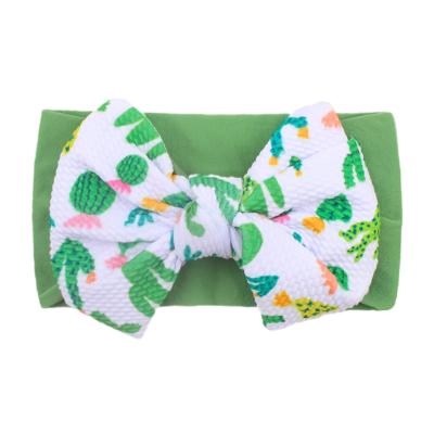 China TBK-54 Large Children's Bow Nylon Headband Headdress Accessories Nylon Soft Elastic Baby Printed Headband for sale