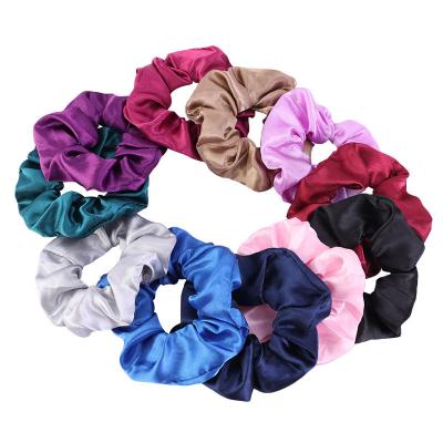 China Headwear FS-14 2021 Top Selling Products Wholesale Soft Solid Satin Girls Women Scrunchies for sale