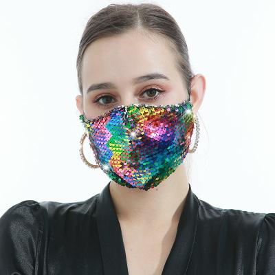 China New Colorful Ice Silk Cotton Dustproof Protective Mask MS-01 Laser Sequin Laser Gift Birthday Party Decoration Face Props for sale