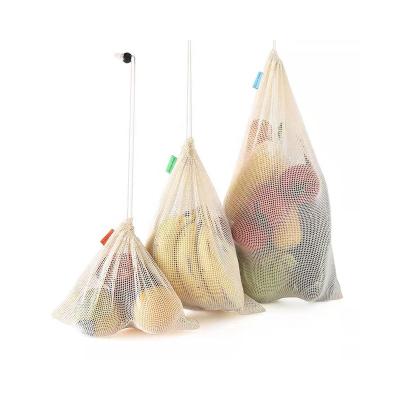 China Net Mesh Bags For Fruits And Vegetables Mesh Bag Cotton Mesh Shopping Reusable Eco Friendly Grocery Bag for sale