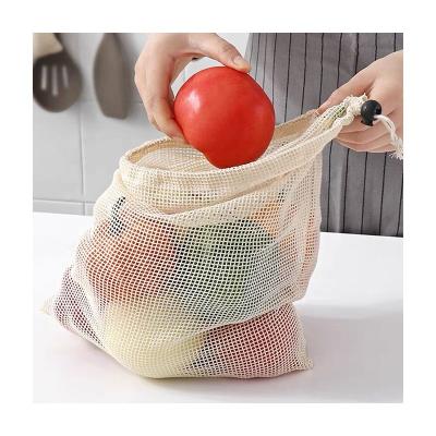 China Custom Size 2022 Eco Friendly Storage Vegetable Eco Friendly and Fruit 100% Cotton Mesh Gift Bags for sale